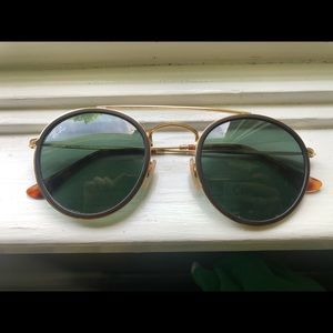 RAN BAN UNISEX ROUND DOUBLE BRIDGE SUNGLASSES